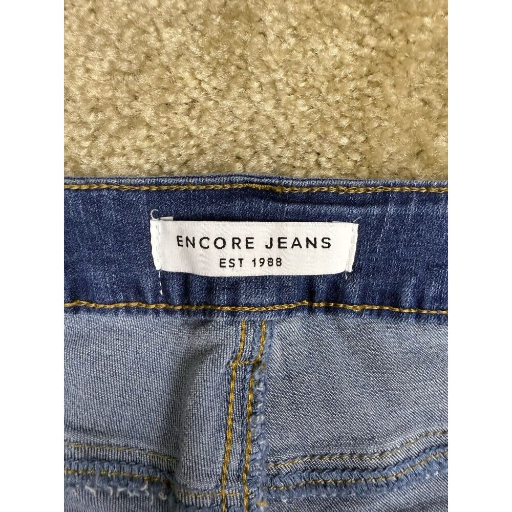 Encore Jeans Skinny Distressed Dark Wash Size 3 Stretch Raw Hem A530 - Picture 4 of 11